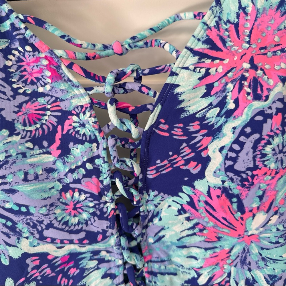Lilly Pulitzer Floral One Piece Swimsuit - Blue and Pink - Picture 4 of 8